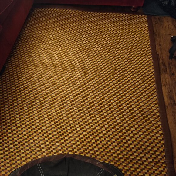 Gorgeous Handmade Woven Saddle Leather Area rug - Tan -  5 x 8 Ft - Picture 5 of 8